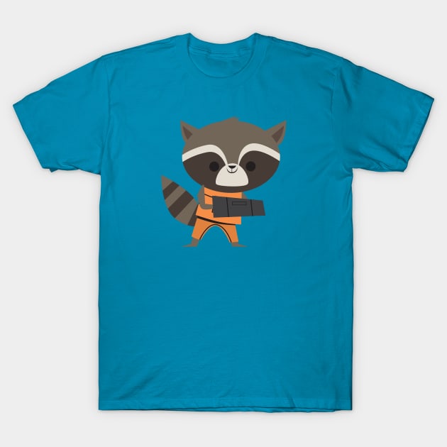 Rocket Racoon T-Shirt by Fall Down Tree